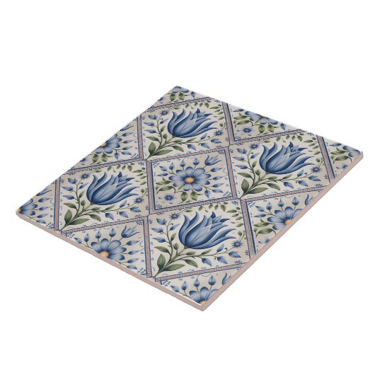 Blue Dutch Delft Pattern  Fliese (Seite)