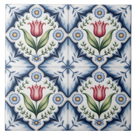 Blue Dutch Delft Pattern Fliese