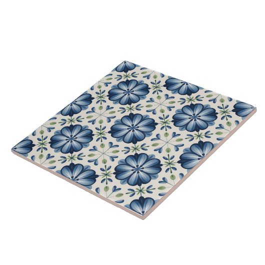 Blue Dutch Delft Pattern  Fliese (Seite)