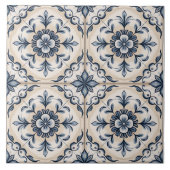 Blue Dutch Delft Pattern Fliese (Vorderseite)