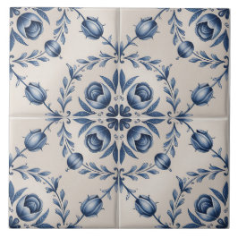 Blue Dutch Delft Pattern Fliese