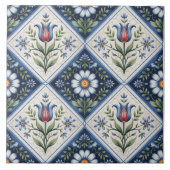 Blue Dutch Delft Pattern Fliese (Vorderseite)