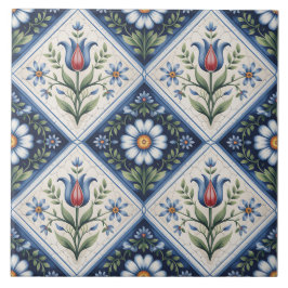 Blue Dutch Delft Pattern Fliese