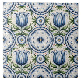 Blue Dutch Delft Pattern Fliese