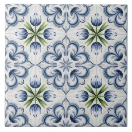 Blue Dutch Delft Pattern Fliese