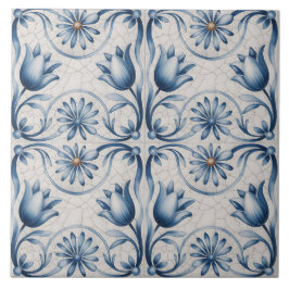 Blue Dutch Delft Pattern Fliese