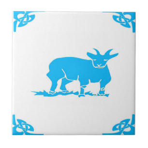 Blue Dutch Goat Delft Look Fliese