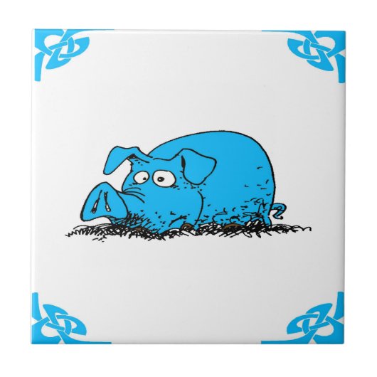 Blue Dutch Hog Delft Look Fliese (Vorderseite)