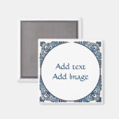 Blue Dutch Look, Text hinzufügen Magnet (Vorderseite/Rückseite)