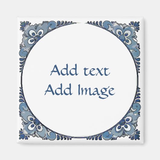 Blue Dutch Look, Text hinzufügen Magnet (Vorne)