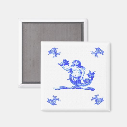 Blue Dutch Mermaid Old Magnet (Vorderseite/Rückseite)