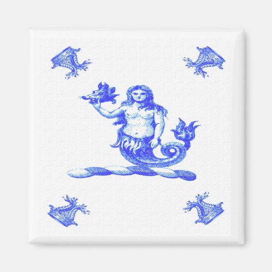Blue Dutch Mermaid Old Magnet (Vorne)