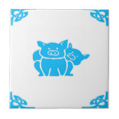Blue Dutch Pigs Delft Look Fliese (Vorderseite)