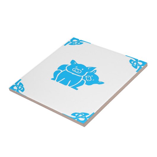 Blue Dutch Pigs Delft Look Fliese (Seite)