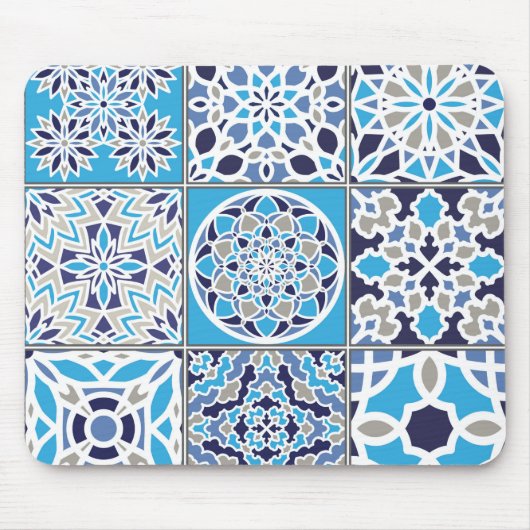 Blue Dutch Tile Pattern Mousepad (Vorne)