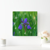 Blue Dutch Under Blätter Wall Clock Quadratische Wanduhr (Zuhause)