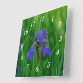 Blue Dutch Under Blätter Wall Clock Quadratische Wanduhr (Winkel)