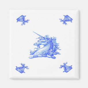 Blue Dutch Unicorn Head Old Magnet