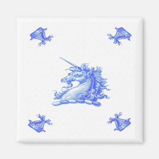 Blue Dutch Unicorn Head Old Magnet (Vorne)