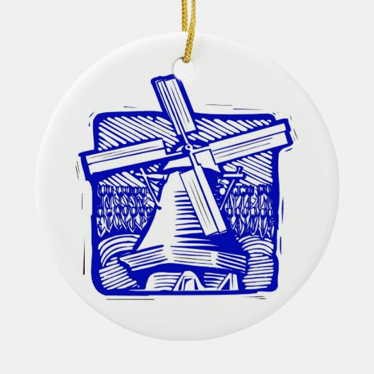 Blue Dutch Windmill Keramik Ornament (Vorne)