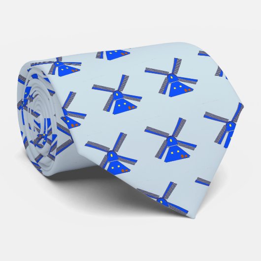 Blue Dutch Windmill Krawatte (Gerollt)