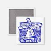 Blue Dutch Windmill Magnet (Vorderseite/Rückseite)