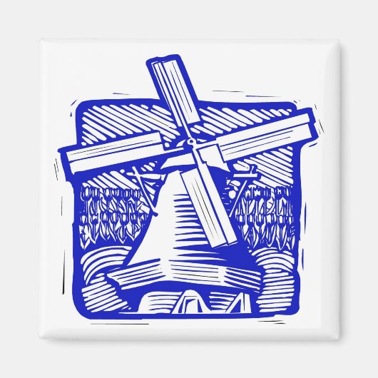 Blue Dutch Windmill Magnet (Vorne)
