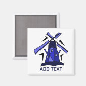Blue Dutch Windmill Magnet (Vorderseite/Rückseite)