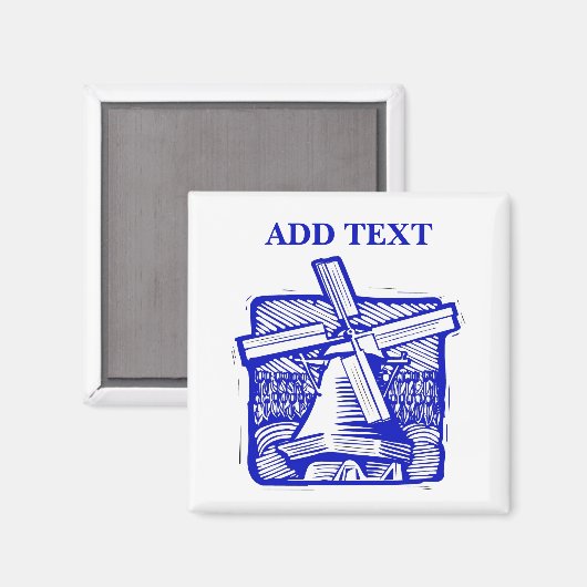 Blue Dutch Windmill Magnet (Vorderseite/Rückseite)