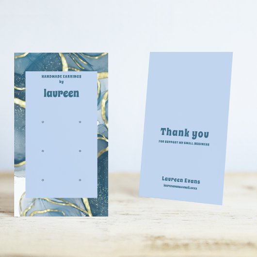 Blue Earring Display Business Card Visitenkarte