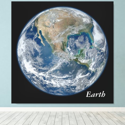 Blue Earth - Anpassbar Leinwanddruck (Insitu (Holzboden))