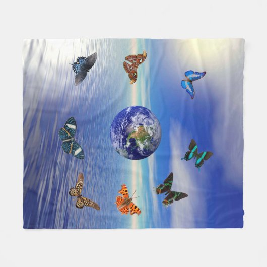 Blue Earth Butterfets Fleece Blanket (Vorderseite (Horizontal))