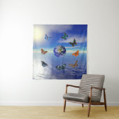 Blue Earth Butterflies Tapestry Wandteppich (Beispiel)