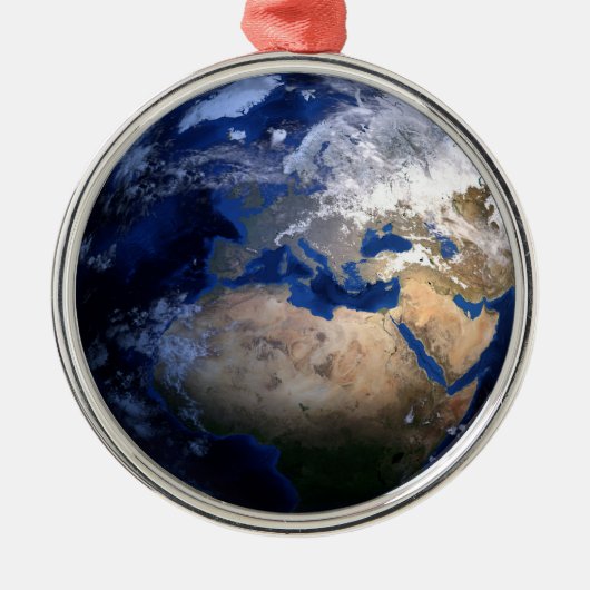 Blue Earth From Space Inspiration Globe World Ornament Aus Metall (Vorne)