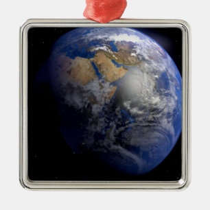 Blue Earth From Space Inspiration Silbernes Ornament