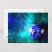 Blue Earth Moon Space Postkarte (Vorne/Hinten)
