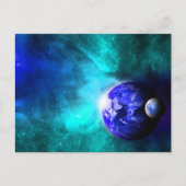 Blue Earth Moon Space Postkarte (Vorderseite)