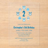 Blue Easter 2nd Birthday Acryleinladungen (Vorderseite)