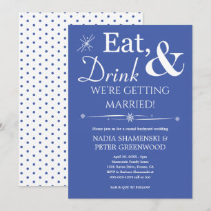 Blue Eat Drink Lässige Hochzeit verheiratet Einladung