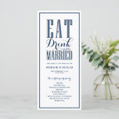 Blue Eat Drink und Verheiratet Hochzeit Programm (Stehend Vorderseite)