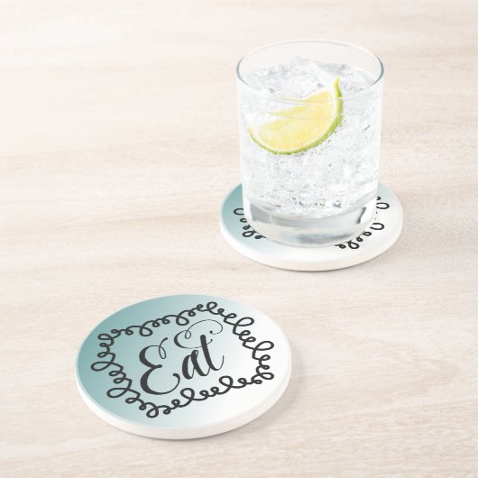 Blue Eat Sandstein Untersetzer (Seite)