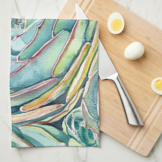 Blue Echeveria Sukkuläres Küchentuch (Viertel Falte)