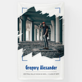 Blue Edgy Abstrakt Brushstroke Foto Abschluss Banner