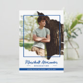 Blue Edgy Abstrakt Torn Foto Abschluss Einladung (Stehend Vorderseite)