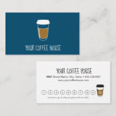 Blue Editable Coffee Briefmarke Treuekarte (Vorne/Hinten)