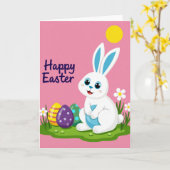 Blue Egg Bunny Pattern Holiday Card Karte (Gelbe Blume)