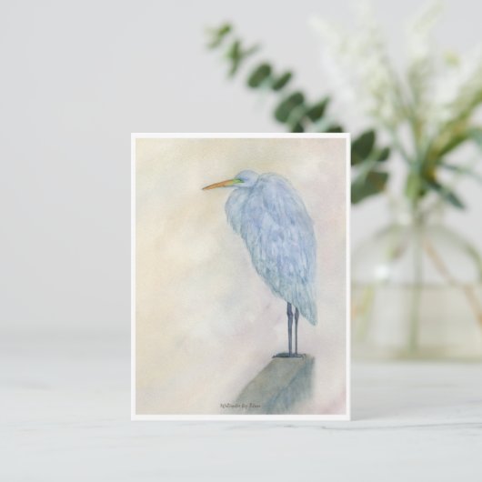 Blue Egret Watercolor Postkarte (Stehend Vorderseite)