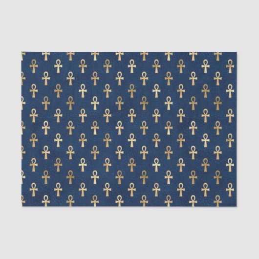 Blue Egyptian Ankh Tissue Paper | Einzigartiges Wr Seidenpapier (Vorderseite)