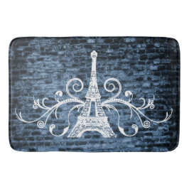 Blue Eiffel Towel Grunge Bath Mat Badematte