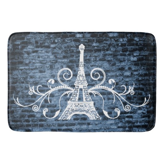 Blue Eiffel Towel Grunge Bath Mat Badematte (Vorderseite)